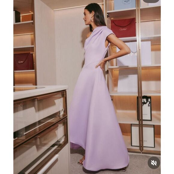Elliatt Marissa One-Shoulder Satin High-Low Gown in Lilac size S Bridal NWT - Picture 1 of 7